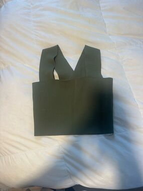 Women's Olive Green Wide-Strap Crop Top